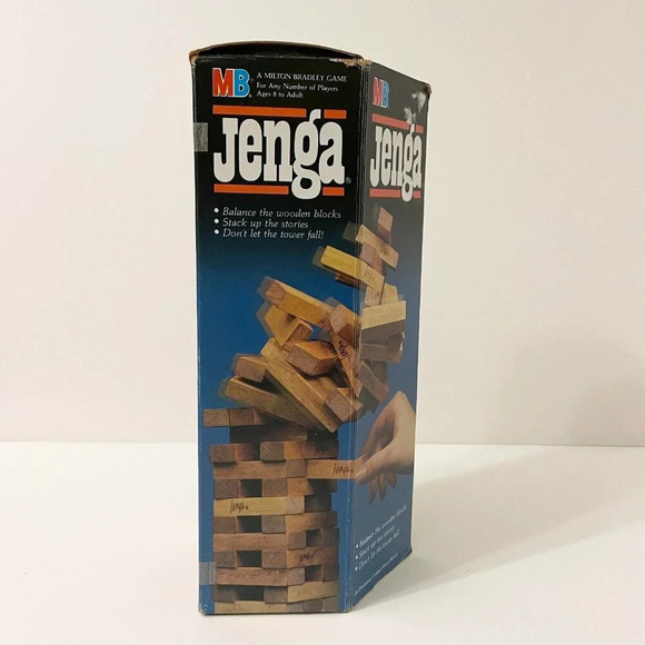 Vintage 1986 Jenga Milton Bradley Game Damaged Box - Picture 4 of 16
